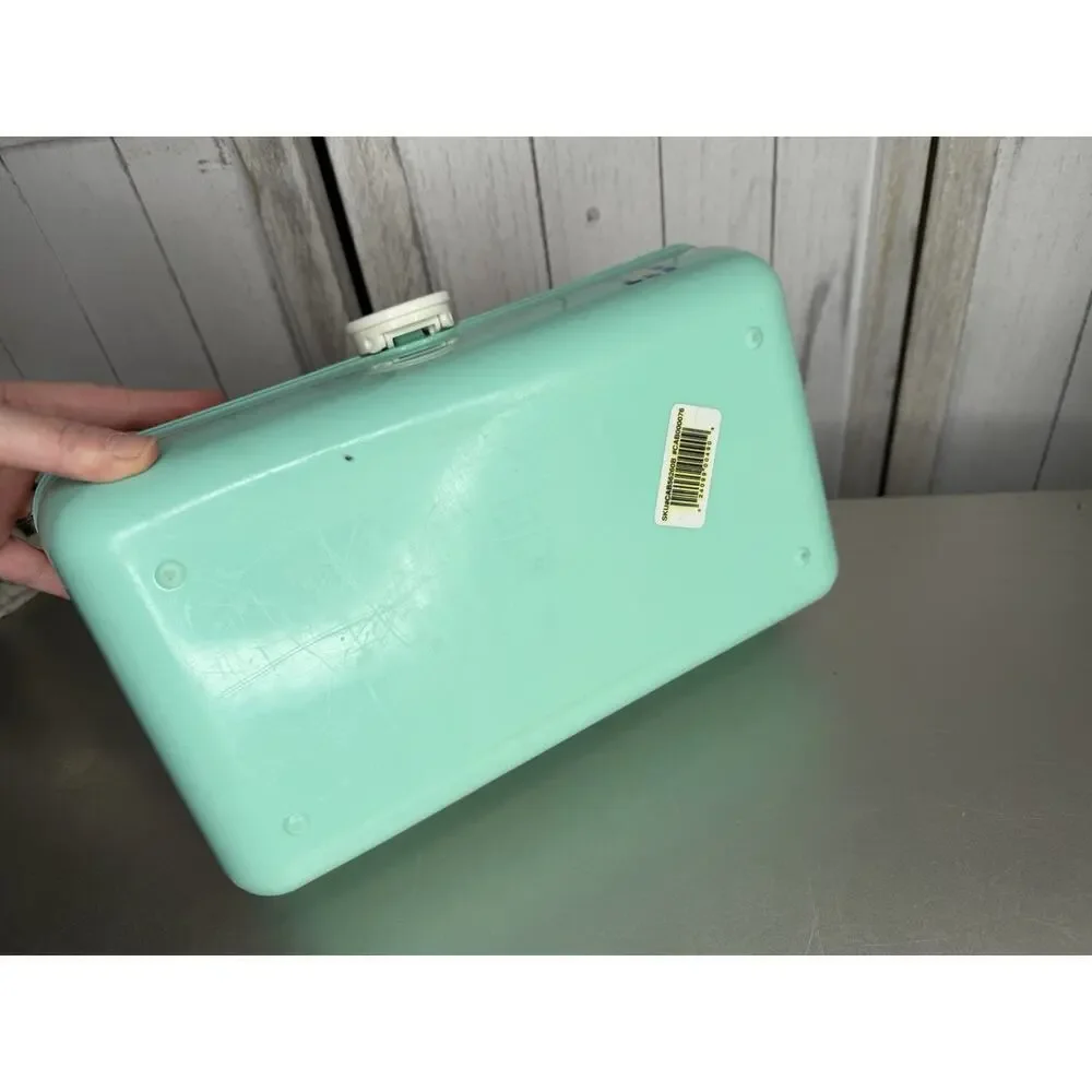 Vintage Y2K Caboodle Makeup Case USA Organizer Peach Teal Two Tier & Mirror